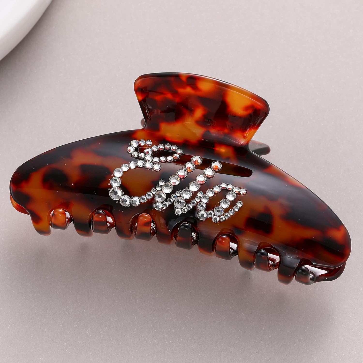 Custom Claw Clip for Women, Personalized Hair Clip Rhinestone Name Big Hair Claw Clips French Banana Jaw Clips,Tortoise Shell Clamp Hair Accessories for Women Girls (Tortoiseshell)