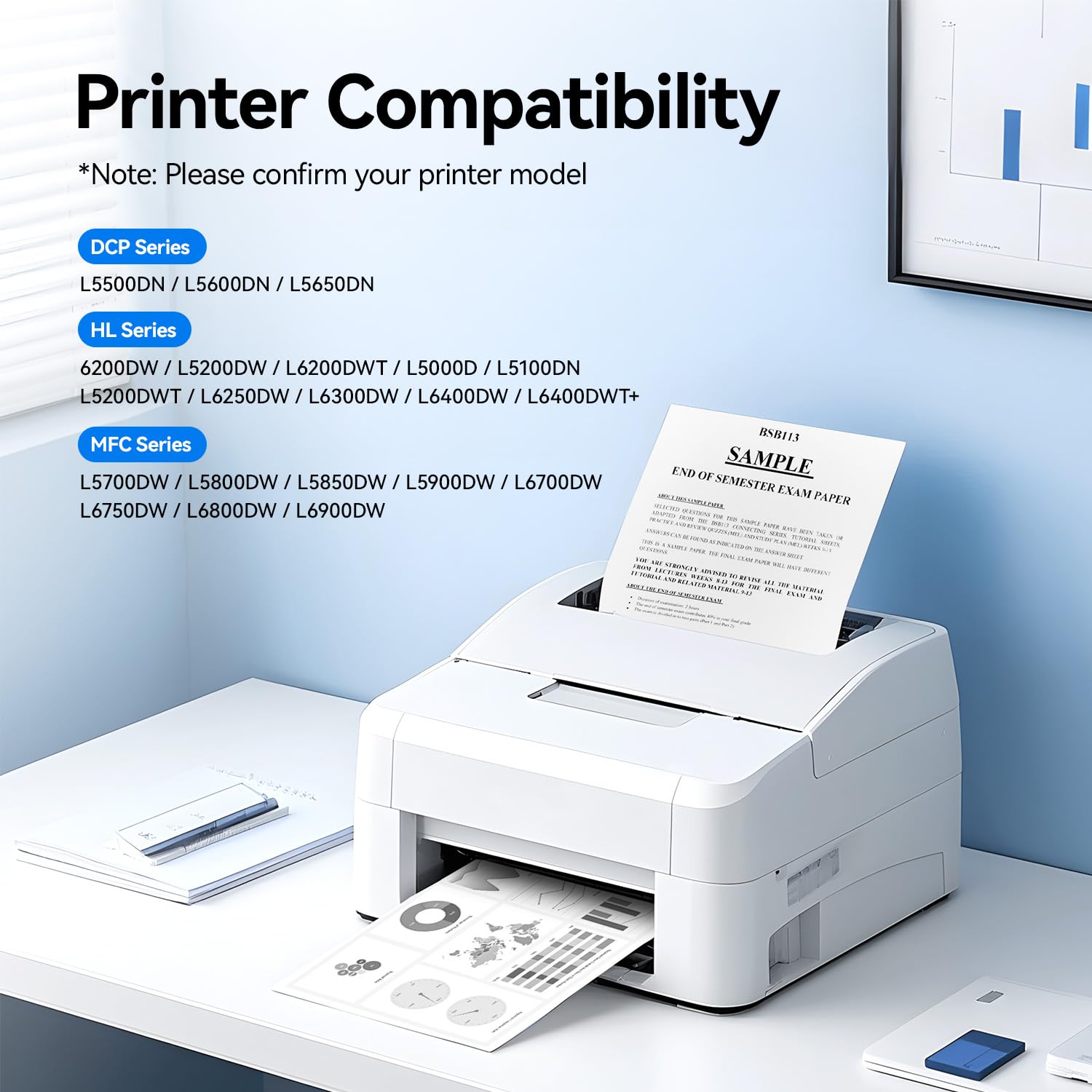 TN850 Toner Cartridge High Yield Black 2-Pack Compatible with Brother TN-850 TN880 TN820 TN890 HL-L6200DW L6200DWT L5200DW L5100DN L6400DW MFC-L5800DW L5700DW L6700DW L6800DW DCP-L5600DN Printer Ink