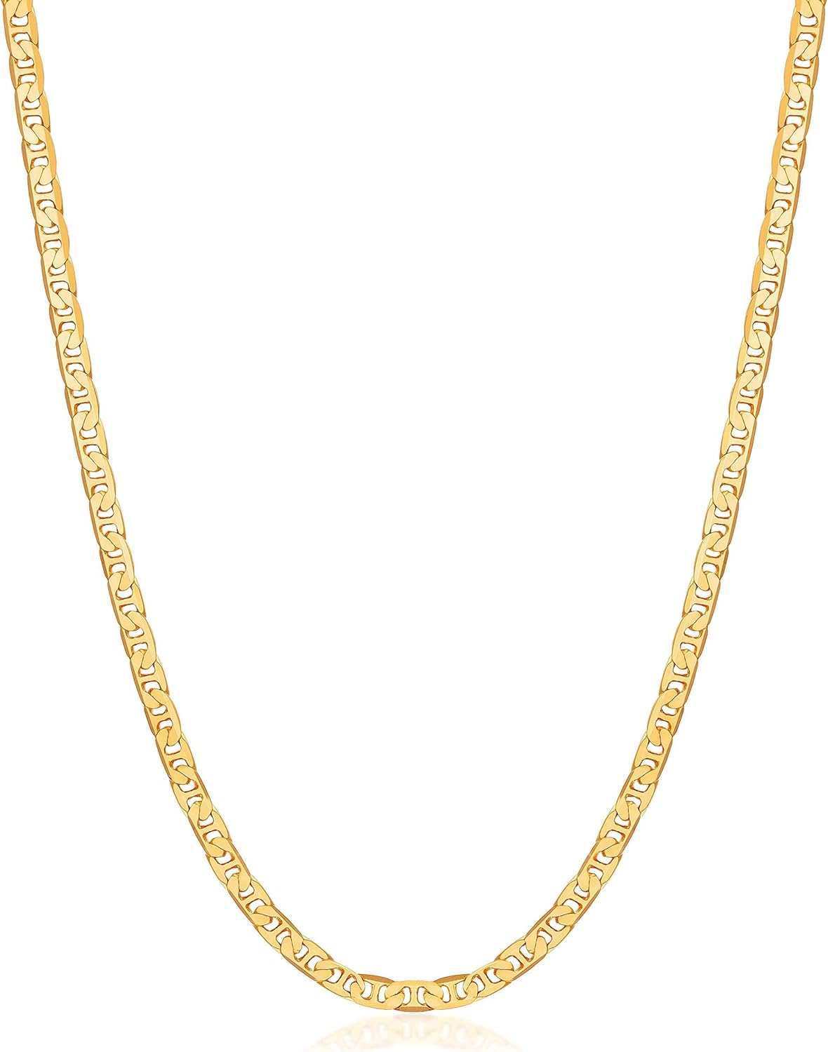 Barzel 18K Gold Plated Mariner Chain Necklace for Women, Flat Marina - Made in Brazil