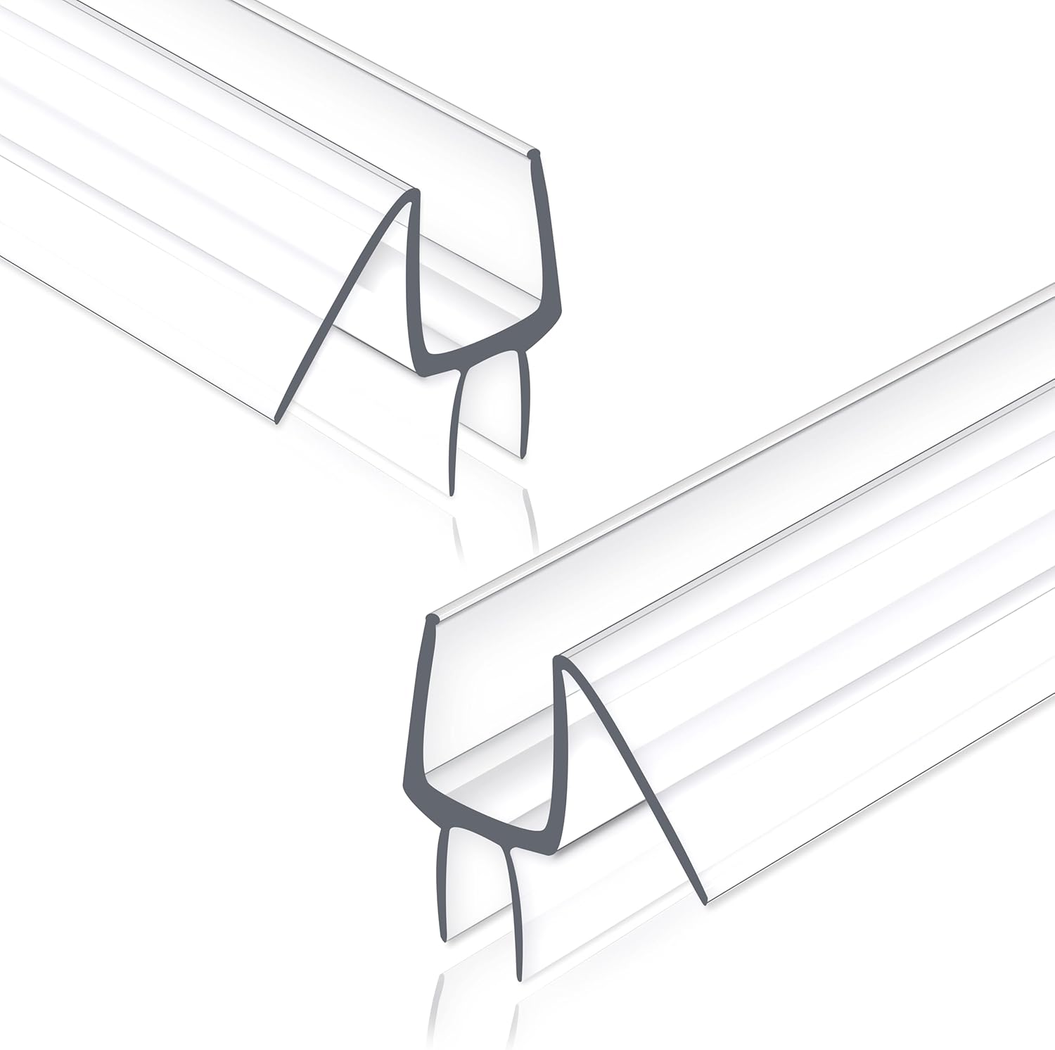 Frameless Shower Door Seal Strip 2 Pack x 39 Inch M Glass Shower Door Bottom Seal Side Seal Strip Door Sweep for 1/2" Glass Ultra-Clear Polycarbonate Stop Shower Leaks Create A Water Barrier 2PCS x 39" for 1/2" Glass M-Type Bottom