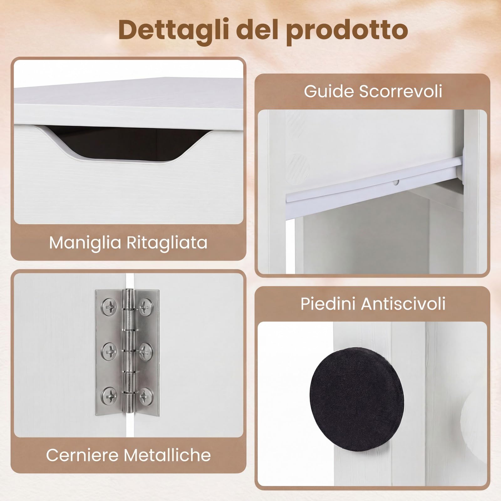 COSTWAY Tavolo da Pranzo Pieghevole, Tavolo Salvaspazio per 4-6 Persone con 2 Ripiani, Cassetto e Ruote a Freno, Tavolino Cucina per Cucina, Soggiorno e Ufficio, 120 x 72 x 75 cm (Bianco)