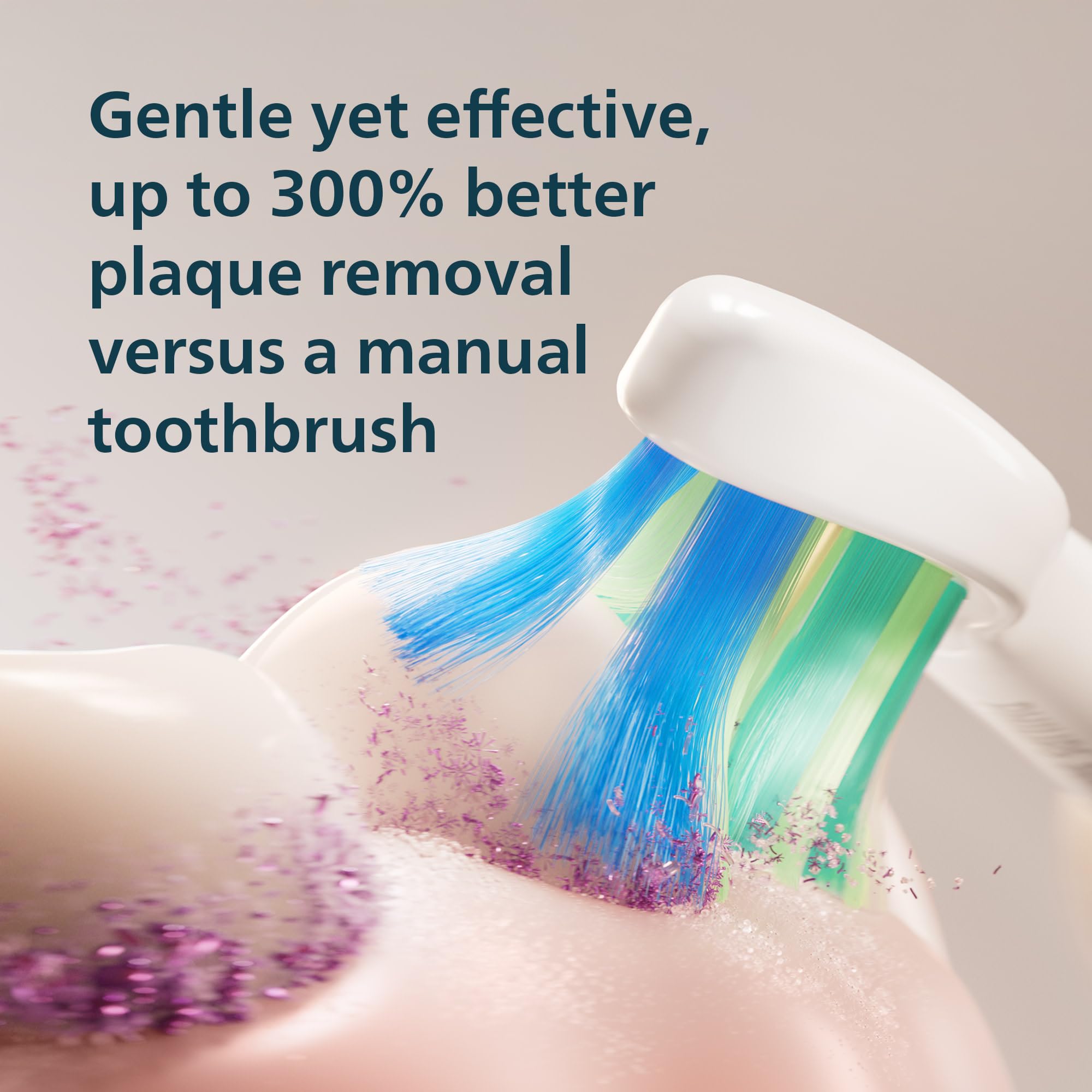 Philips Sonicare Brosse à dents électrique série 3300 – Brosse à dents sonique avec 2 niveaux d'intensité, fonction EasyStart, SmarTimer et QuadPacer, autonomie de 14 jours, blanc, modèle HX4022/91