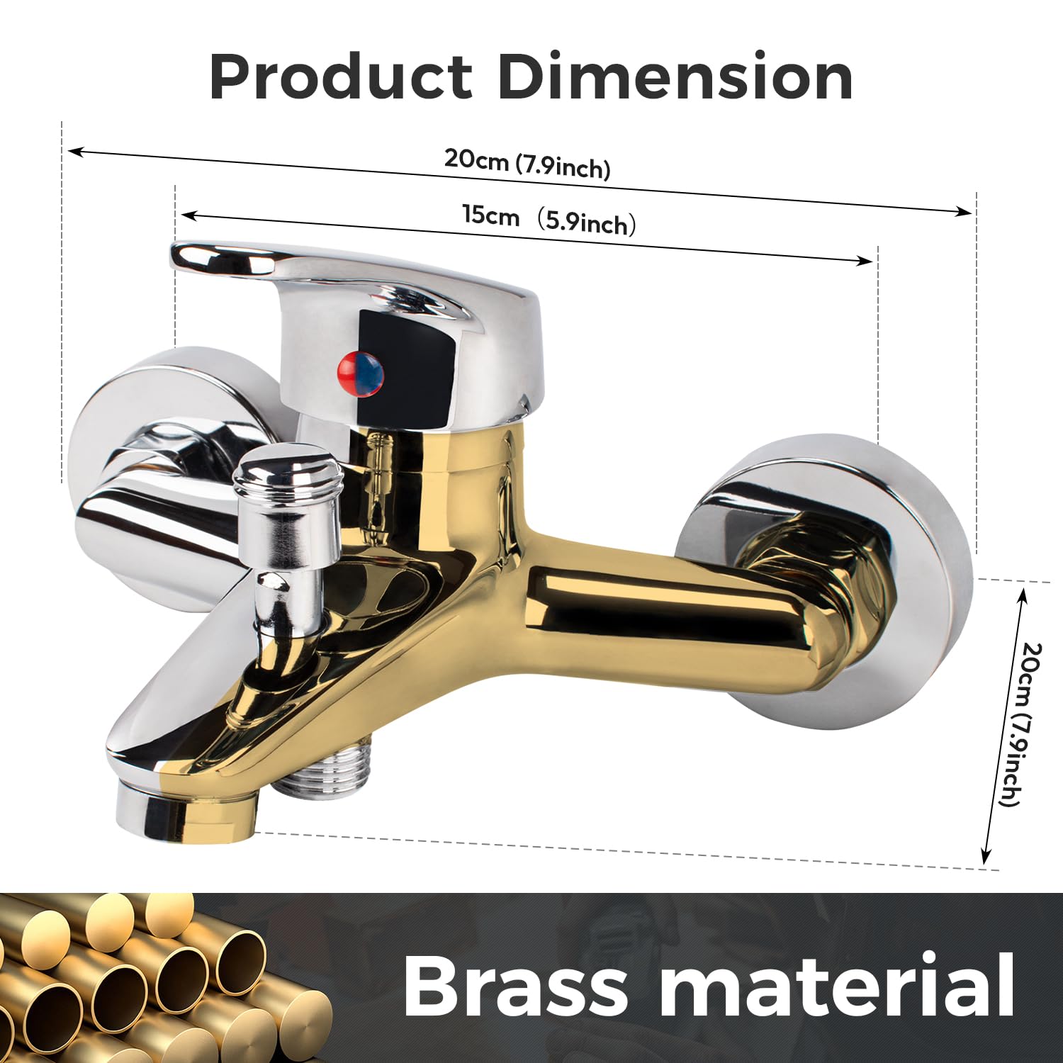 Rubinetto Vasca Monocomando da Bagno Miscelatore Vasca da Bagno Rubinetto per Vasca da Bagno Miscelatore Doccia per Bagno Rubinetto Miscelatore Vasca Esterno Miscelatore Doccia (Rotonda Cromato)