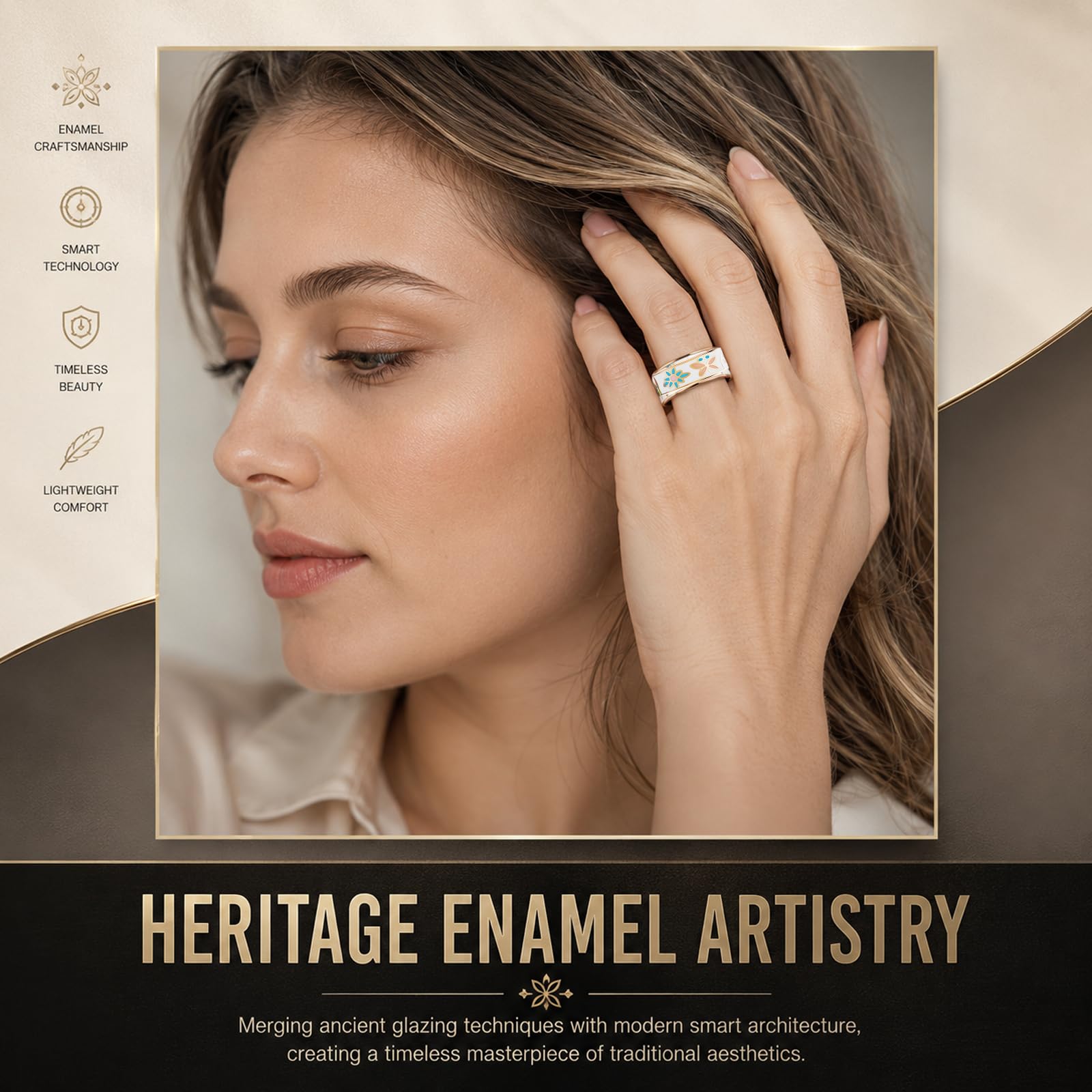 Yihou Anillo inteligente para mujer, anillo de salud con rastreador de fitness esmaltado con monitoreo de frecuencia cardíaca, monitor de sueño, distancia, podómetro, calorías, sin tarifa de
