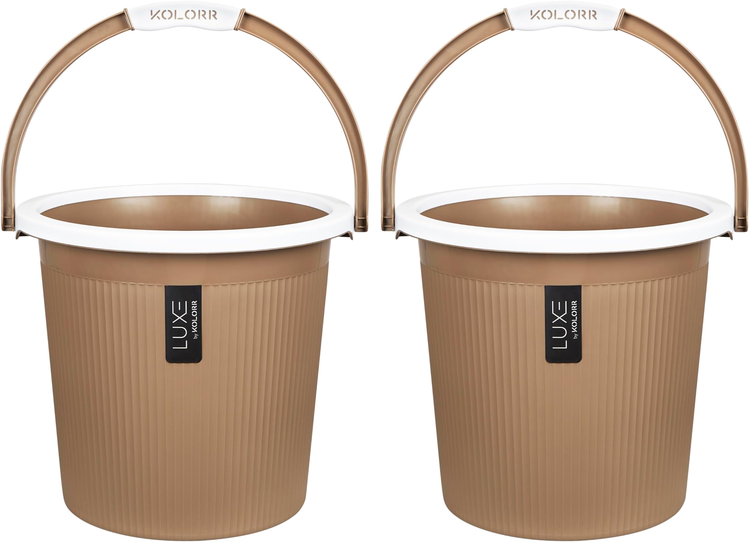 Luxe Bucket | (18L x 2) - Ratan LT Brown| Water Storage Bucket |Easy to Clean| Storage | for Home, Kitchen & Bathroom |Bathroom Bucket | Strong Bathroom | Easy to Carry