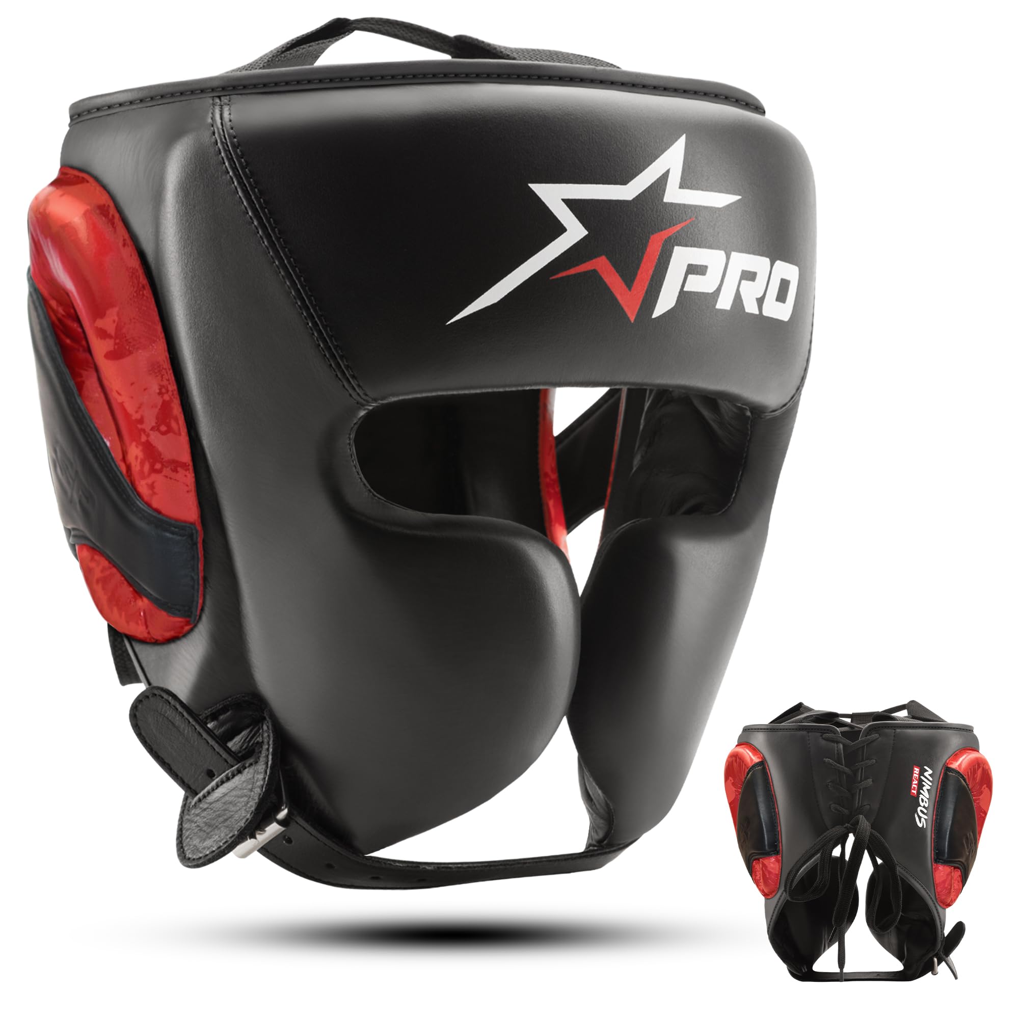 Starpro Nimbus Boxing Headguard do sparingów – skóra premium, maksymalna ochrona z podwyższonym policzkiem i regulowanym dopasowaniem – lekki sprzęt treningowy dla mężczyzn i kobiet