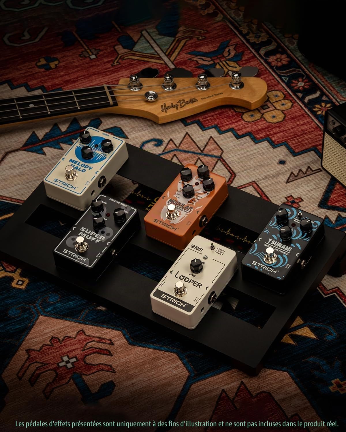 STRICH Pedalboard Guitare, Pédalier de guitare en alliage d'aluminium 0,5 kg Super Light Effect Pedalboard 38,1 x 21,6 cm avec sac de transport, MINI+ 15