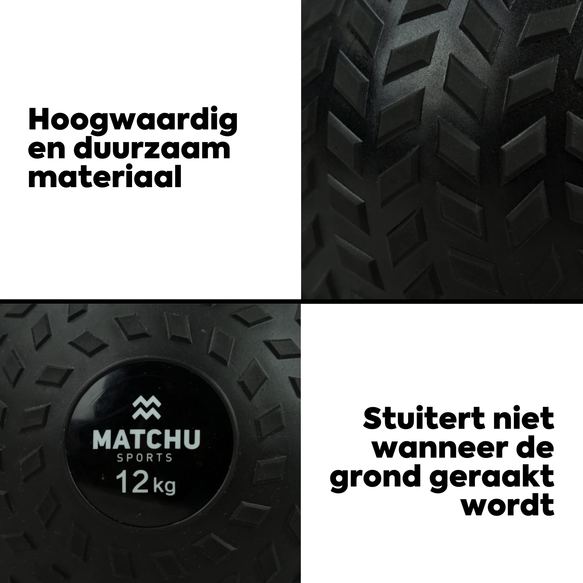 MATCHU - Slam Ball - Disponibile in 3, 6, 9 e 12 KG - Gomma - Nero (Nero - 12 KG)