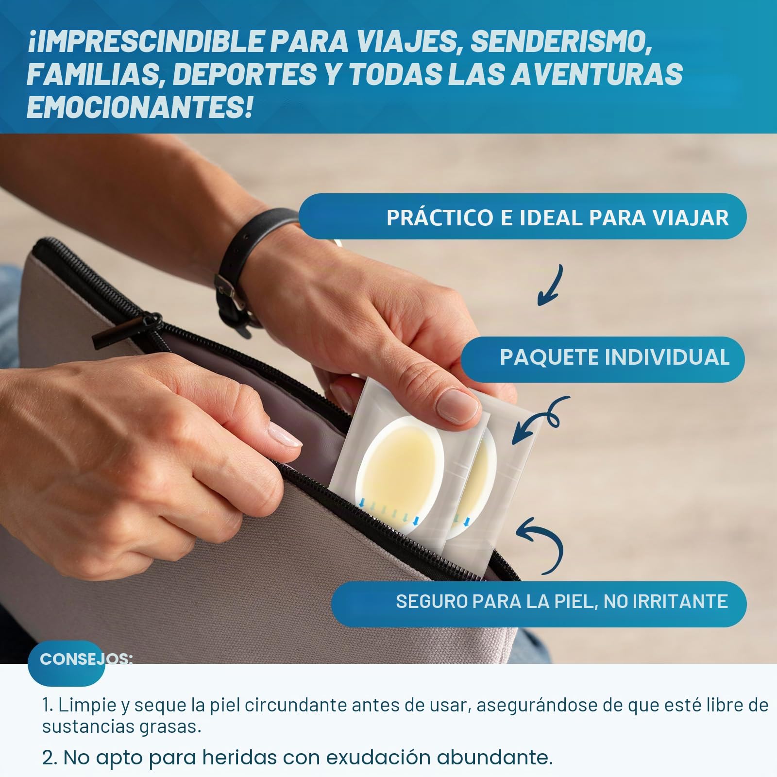 Kimihome Vendas hidrocoloides para pies – Vendas de gel de 30 unidades – Cojines de ampollas para talón, dedos de los pies – Prevención de ampollas para viajes – Almohadillas de vendajes resistentes
