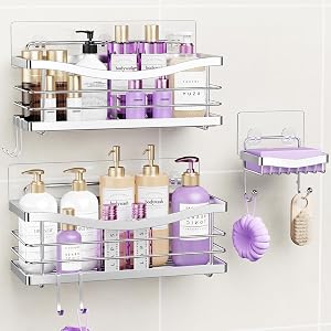 ODesign Shower Caddy 3 Pack-Shower Organizer Shelves Rack Rustproof SUS304 Stainless Steel for Bathroom Storage Kitchen-No Drilling Adhesive