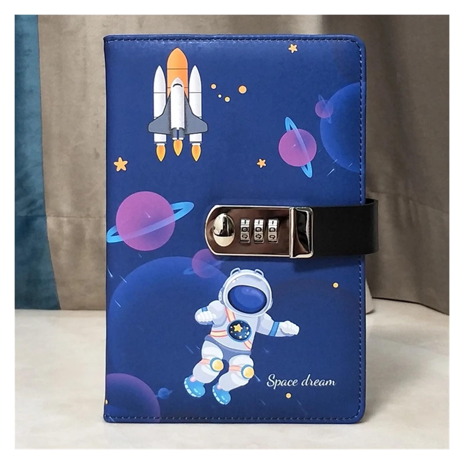 Journal Intime Code A5 Journal de grille de ligne d'astronaute avec bloc-notes de bloc-notes de verrouillage de code Livre de mot de passe Journal épais mignon Cahiers Fournitures scolaires(A-line-box