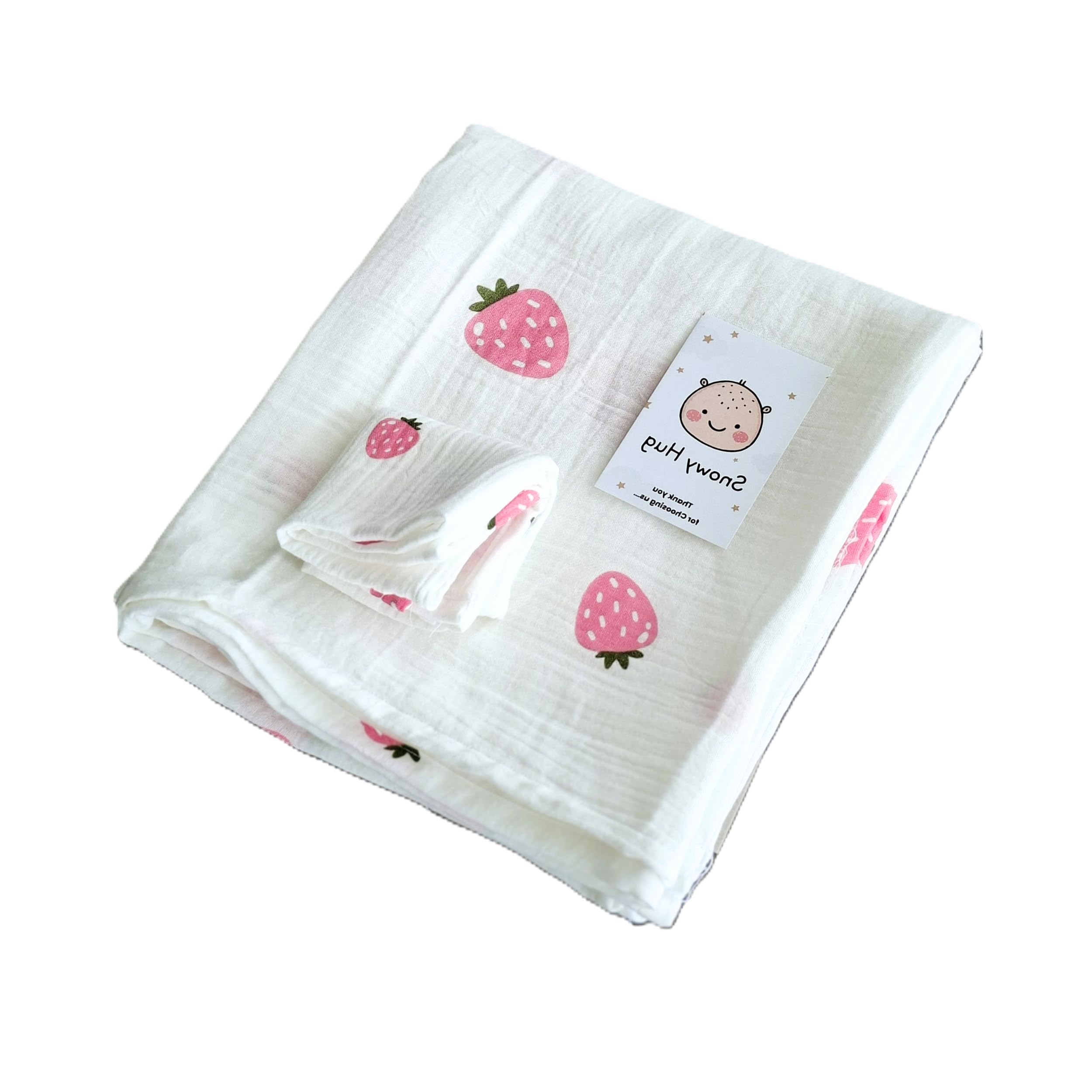 Baby Swaddle for New Born Large Cotton Cloth Premium Bath Wrap Towel for Infants, Washable, Extra Soft Towels for Babies/Toddlers with Wash Cloth (100 X 108 cm) (Pack of 1, Strawberry)-image-16