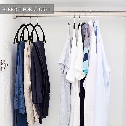 Miniatura 7 de MIZGI Heavy ydute - Perchas de terciopelo de alta calidad (paquete de 50 unidades), antideslizantes, sin hombros, ganchos cromados, perchas para