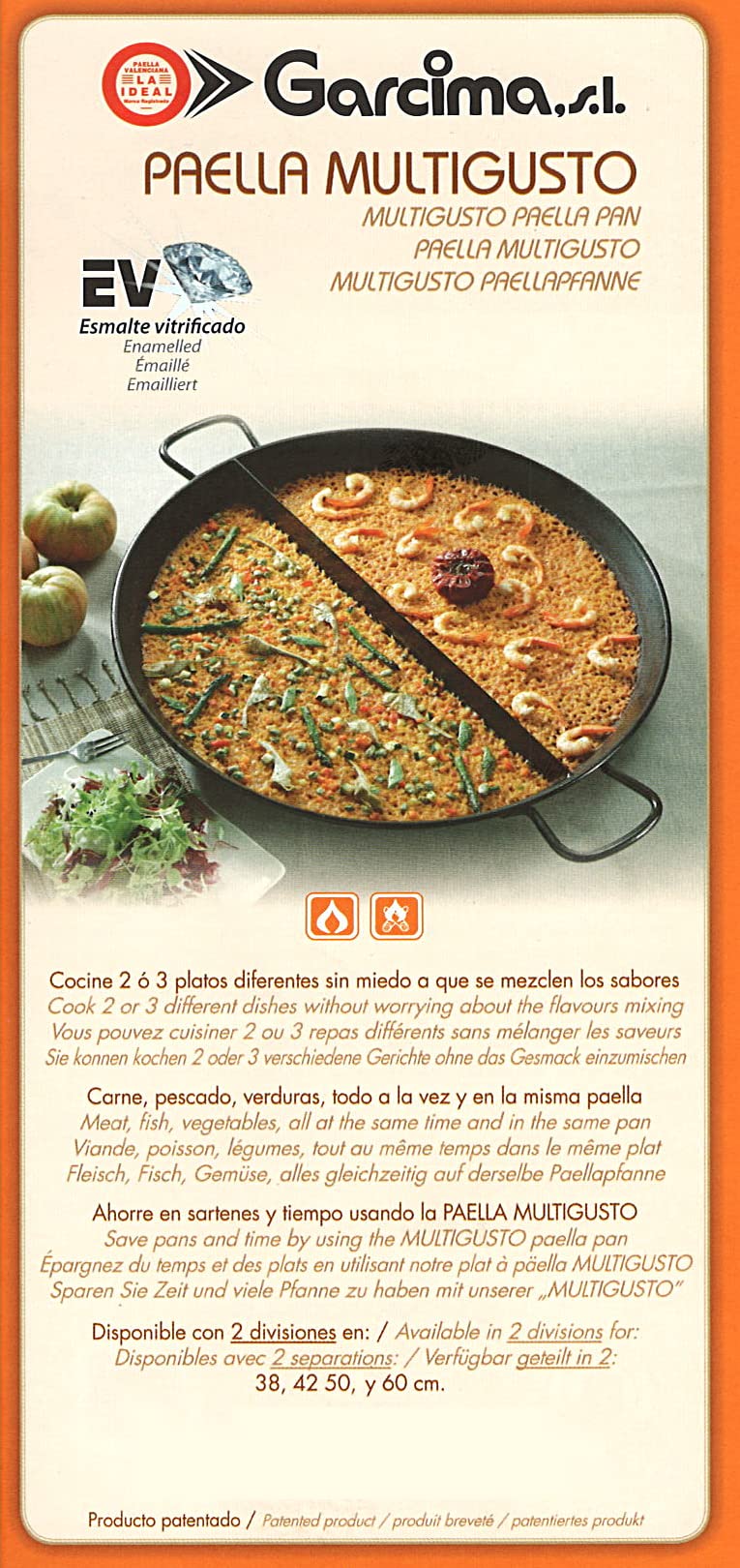 La Ideal Paella-Pfanne multigusto emailliert 2 teilig 38