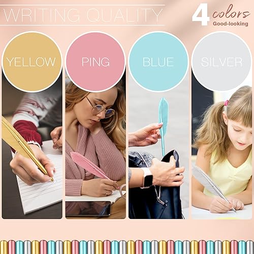 Miniatura 4 de Frienda 32 bolígrafos de plumas novedosas, bolígrafos de tinta negra, bolígrafos artificiales de plumas pastel, bolígrafos de gel vintage para