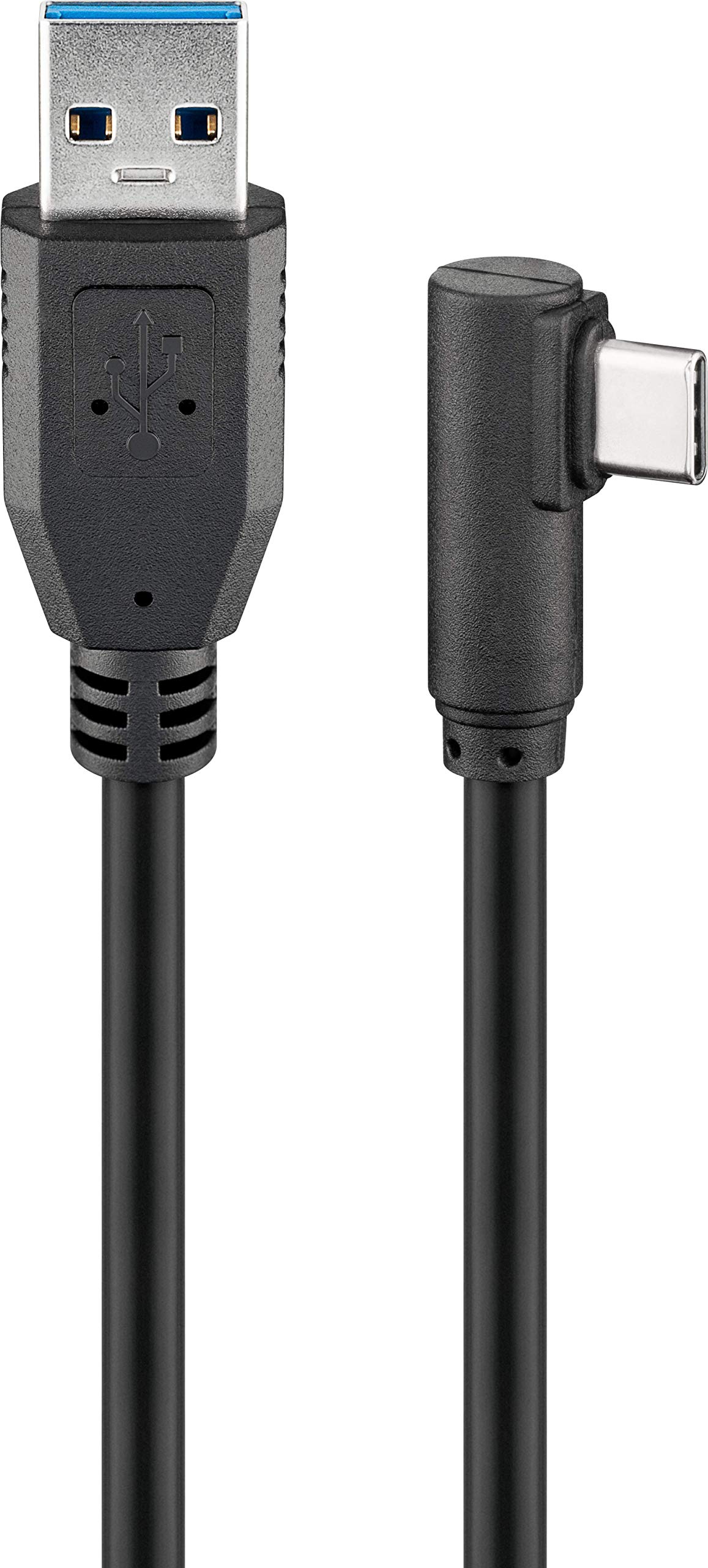 Goobay 66504 USB 3.0 auf USB C Kabel 3m / 15W Handykabel / 90 Grad USB C Winkelstecker / Ladekabel 5 Gbits SuperSpeed / USB Type C Handy Samsung Sony / Schwarz / 3 Meter
