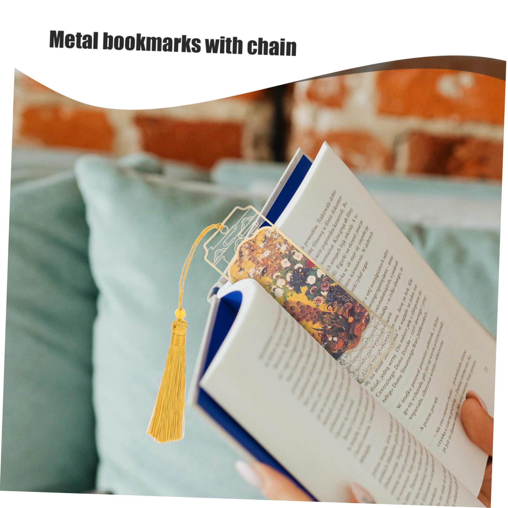 HOMSFOU Lesezeichen Antikes Seitenmarkierungszeichen im Chinesischen Stil mit Anhänger Metall Kreatives Design aus Eisen für Bücher und Geschenkideen