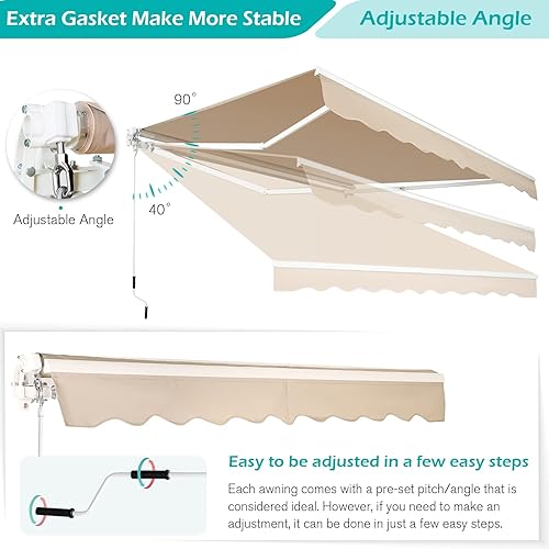 Vista 6 de AECOJOY Toldo Retráctil para Patio de 13'×10' Toldo de Sombra Solar Cubierta de Toldo Toldo para Patio Exterior Sunsetter Toldos de Cubierta