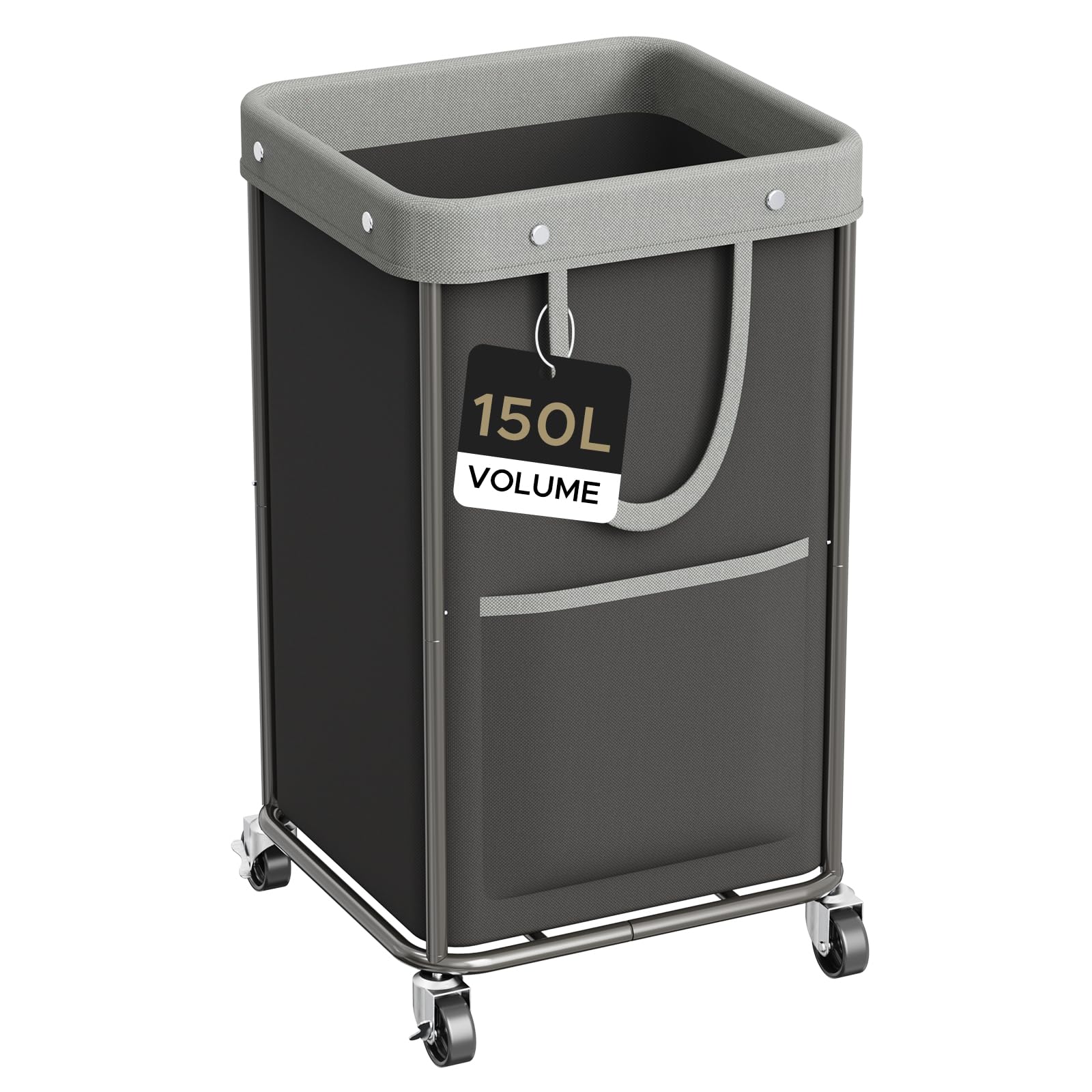 JYPS Cesta de lavandería grande de 150 L, con ruedas y asa, cestas de lavado extraíbles y 2 bolsas laterales, bolsa de lavandería de tela Oxford impermeable para almacenamiento de ropa sucia
