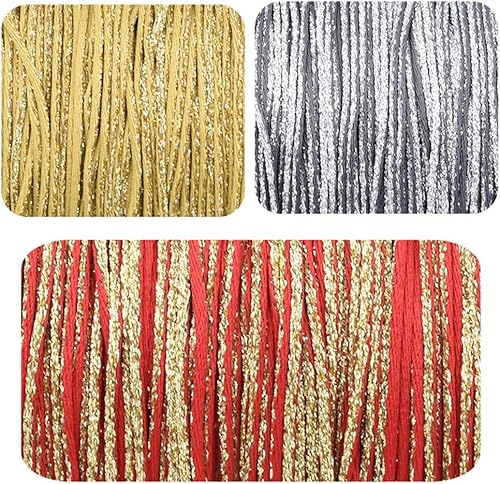 Miniatura 4 de shlutesoy Cinta de Navidad cuerda trenzada cuerda DIY Headwear regalo embalaje decoración de fiesta de Navidad plata