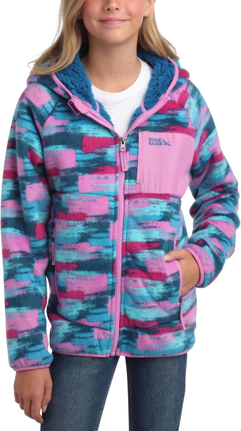 Eddie Bauer Kids' Fleece Jacket - Soft Fleece Sherpa Lined Hooded Jacket for Boys and Girls - Cozy Full Zip Up Hoodies (5-20)