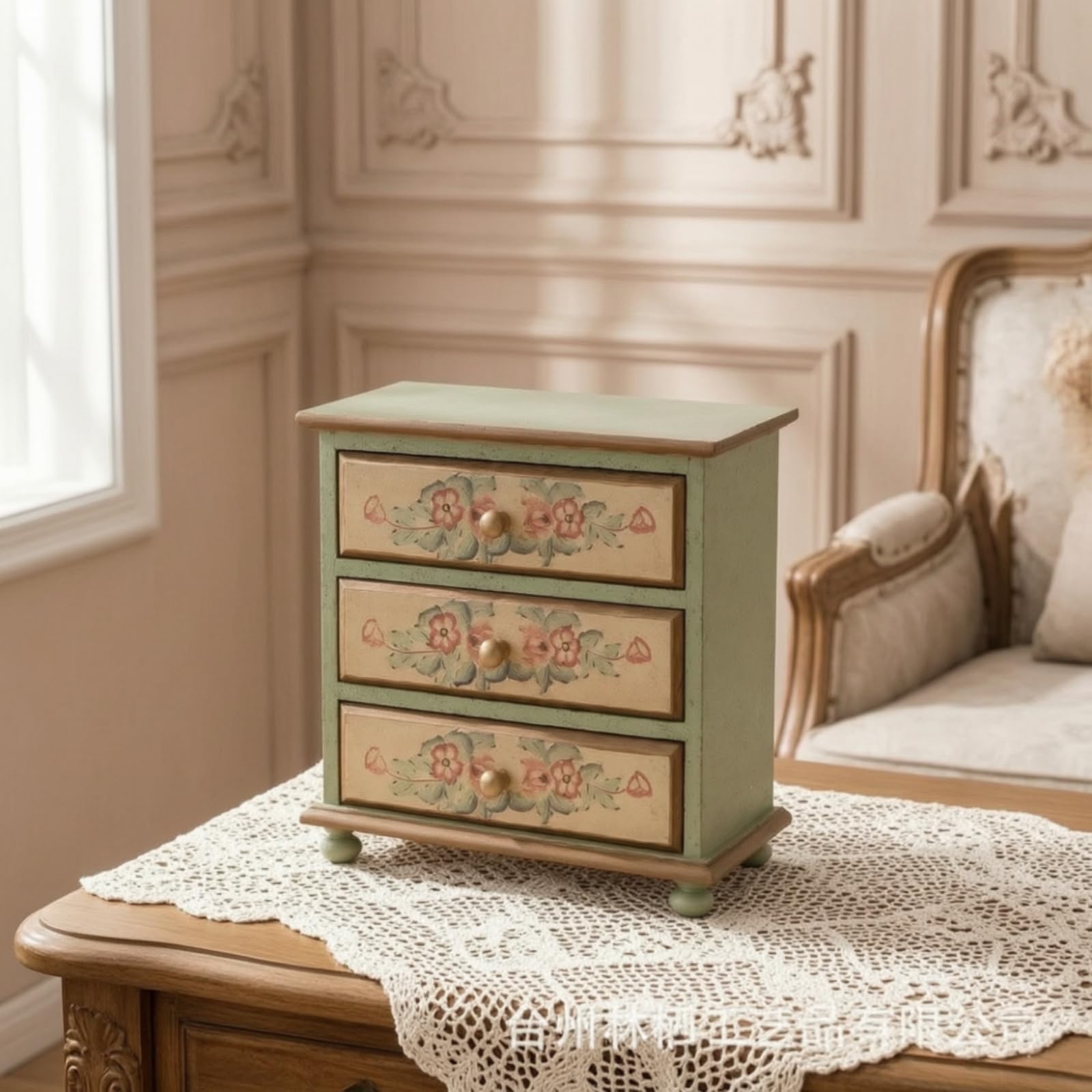 Qianly Mini Cassettiera da Tavolo Decorativo Cassettiera con Scomparti Versatile Organizzatore con Scomparti per Appassionati di Cucito, Scrivania, Comodino