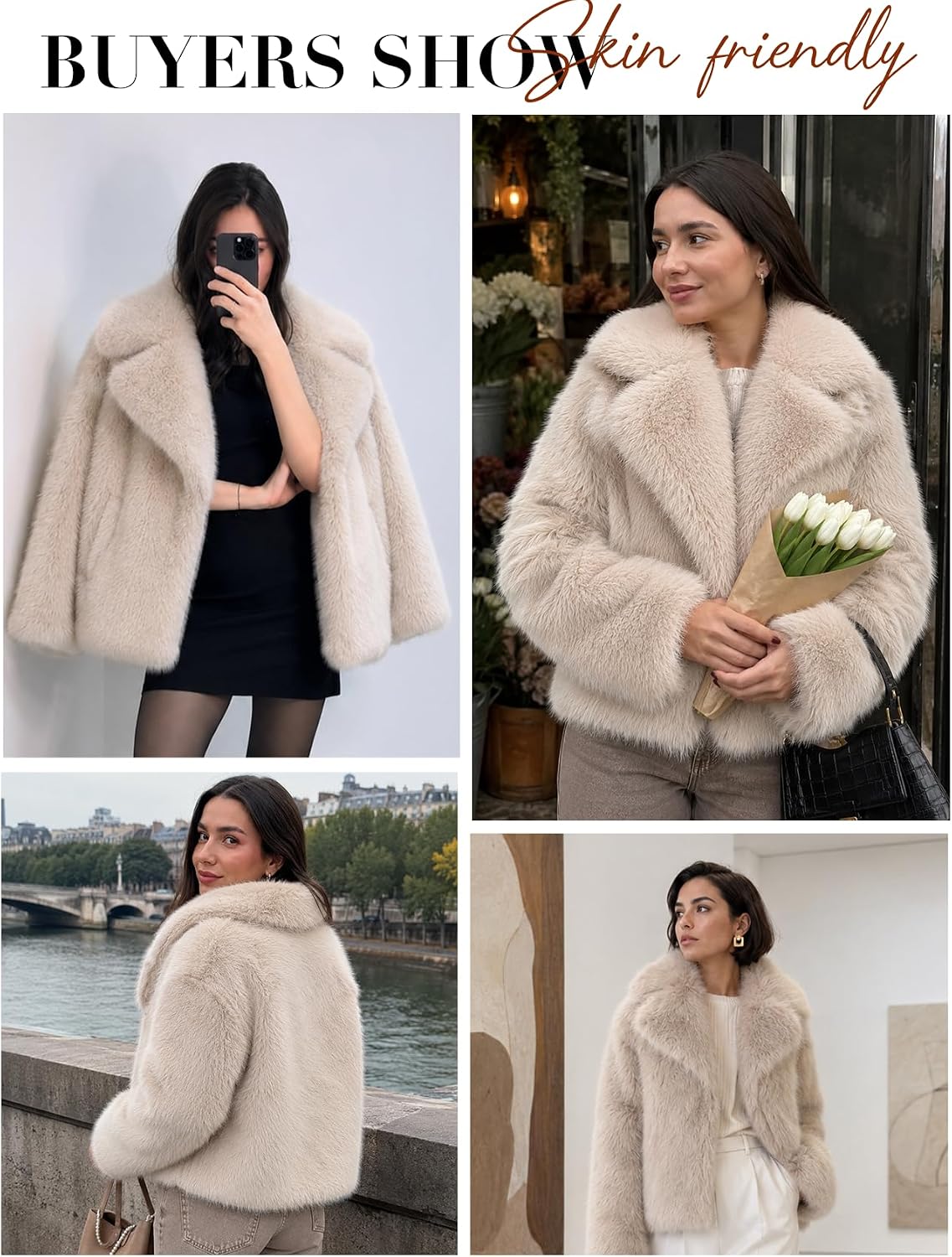 Gihuo Womens Faux Fur Coat Winter Warm Fluffy Fur Jacket
