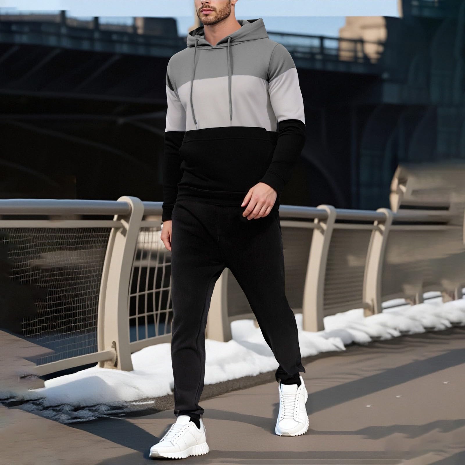 Tute da Ginnastica Uomo Maniche Lunghe Felpa con Cerniera e Jogging Pantaloni Sportiva Set Tuta Completa Tracksuit,Completo Tennis Uomo,Regalo Natale Halloween Capodanno