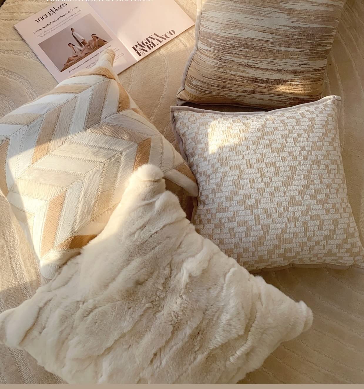 Coussin décoratif effet coucher de soleil pour cocooning au salon