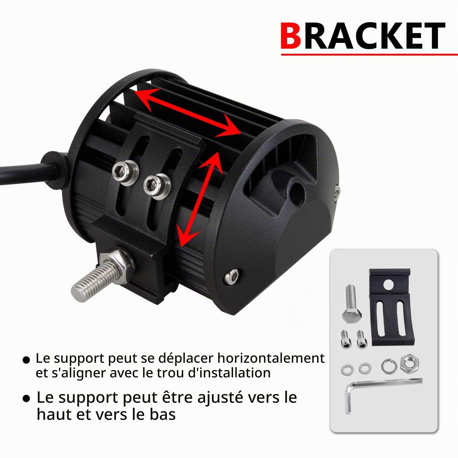 RIGIDON 107cm 540W Incurvé rampe barre de led 4x4 avec 12v faisceau de câblage kit, 2 x 10cm 60W phare de travail, longue portee feu antibrouillard pour offroad véhicules camion tracteur