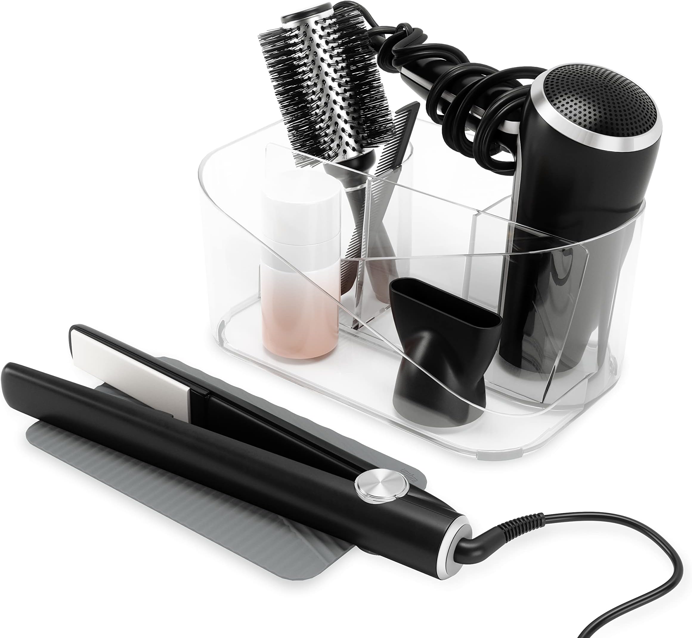 Umbra Hair Tool Organizer, Transparent/Anthrazit, One Size