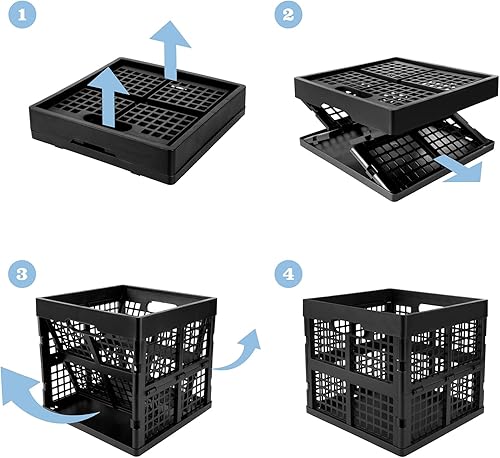 Miniatura 5 de Paquete de 3 cajas plegables de plástico para almacenamiento, 16 litros (negro)