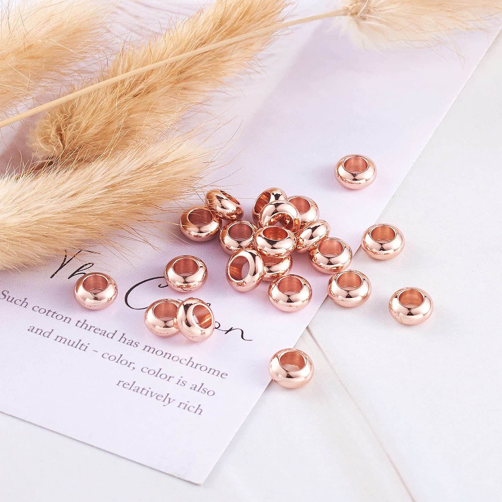 Craftdady 20pcs Rose Gold Rondelle Spacer Beads - 7mm Large Hole (3.5mm) For DIY Jewelry Making - View #8