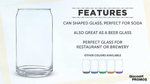 Miniatura 2 de DISCOUNT PROMOS Juego de 10 vasos de cerveza de 16 onzas, tamaño de una pinta, forma de lata de soda, cristalería, transparente
