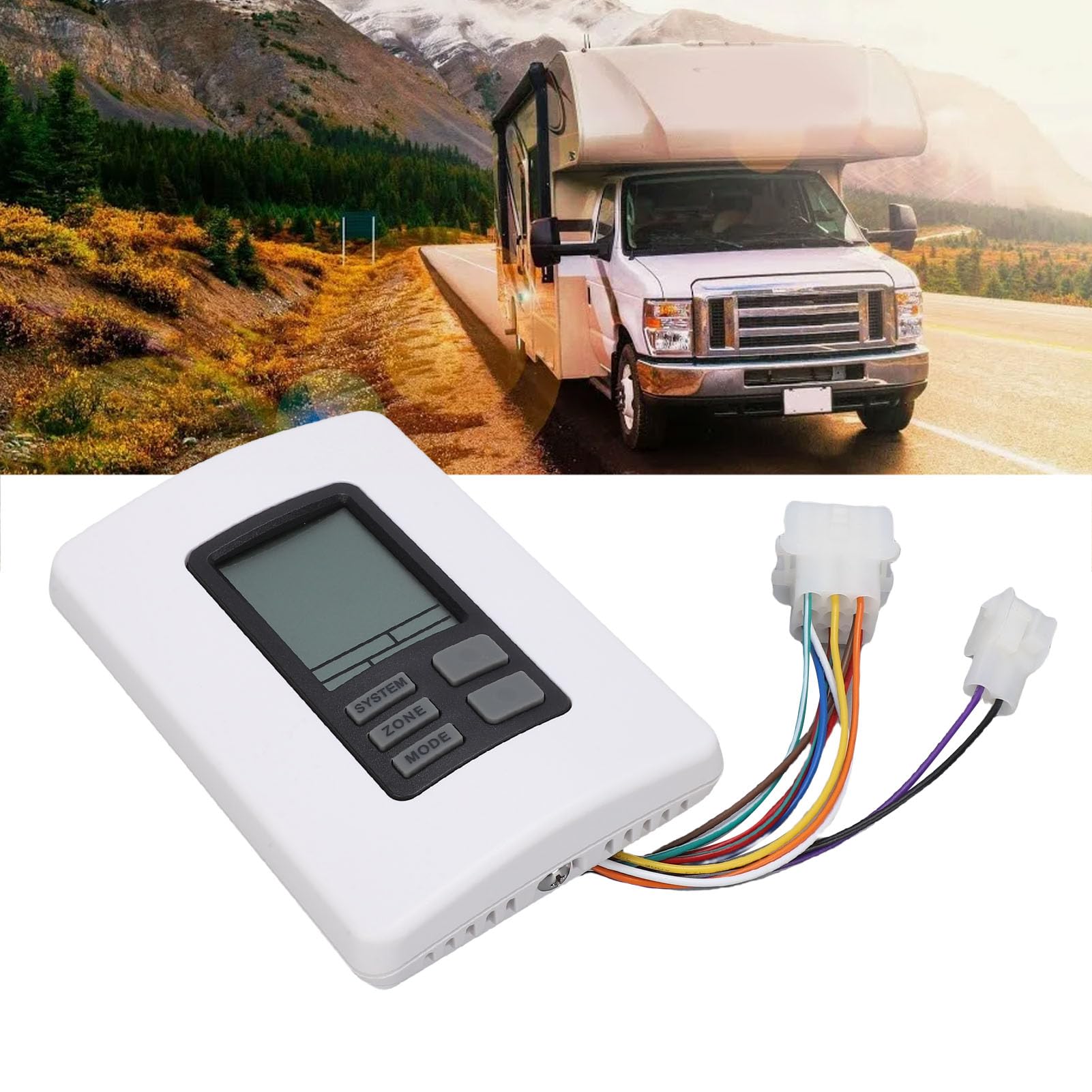 Termostat Cyfrowy, Termostat Kontroli Temperatury z Wyraźnym Cyfrowym Ekranem, Zamiennik Klimatyzatora RV Serii Mach, Idealny do Systemu Zasilania 12 V, Chłodzenia, Ogrzewania i Wentylacji