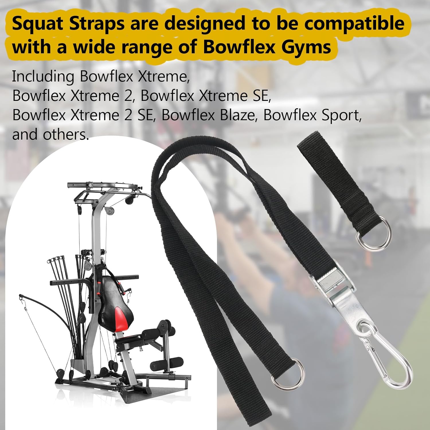 Squat Bar Extension for Bowflex Xtreme 2 Se Gyms, Squat Straps Compatible with Bowflex Bar Attachment Straps Repacement