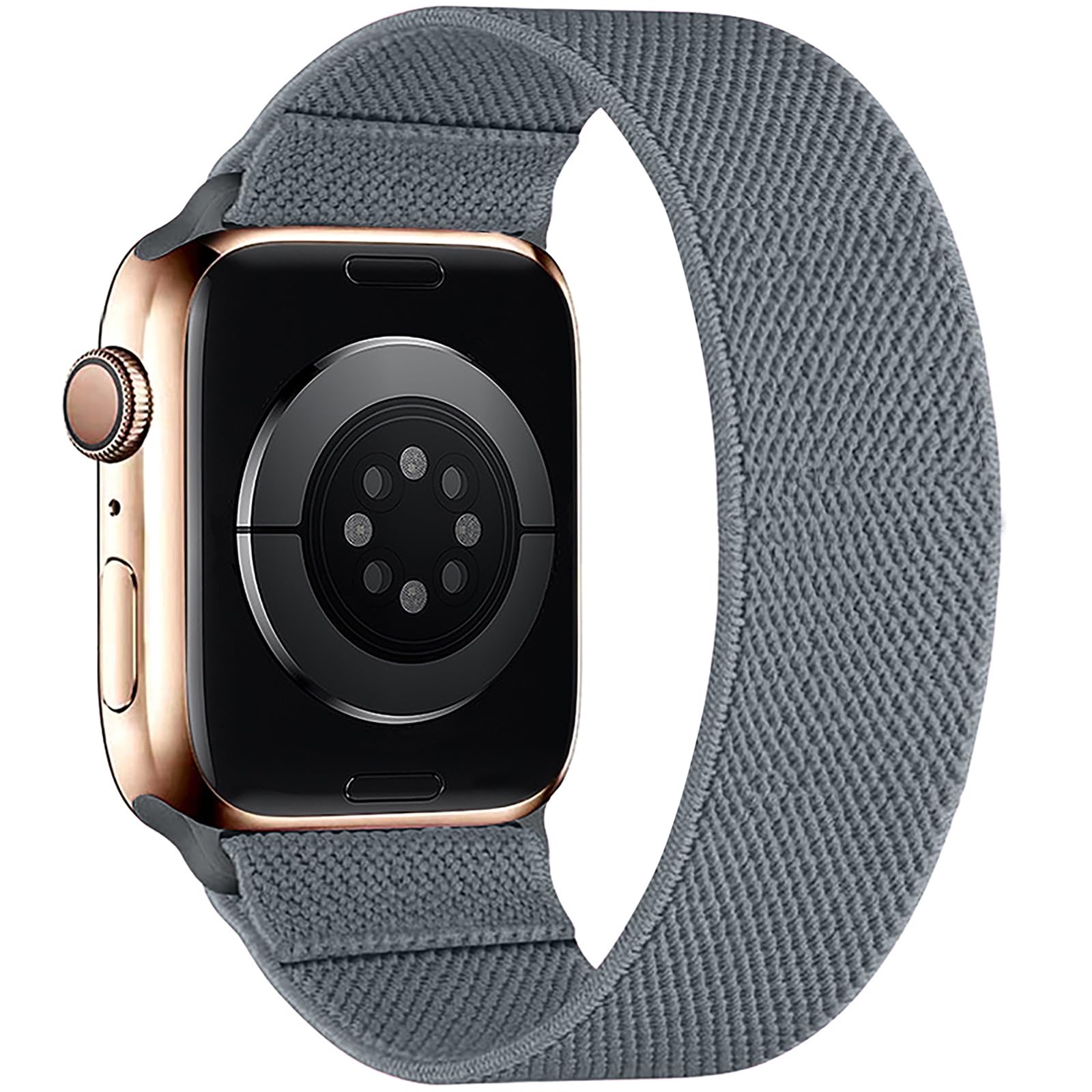 BMBEAR Stretchy Solo Loop Bands Compatible with Apple Watch 38mm 40mm 41mm Braided Elastic Weave Nylon Wristbands Women Men Straps for iWatch Series 7/6/5/4/3/2/1/SE Dark Black — view 38