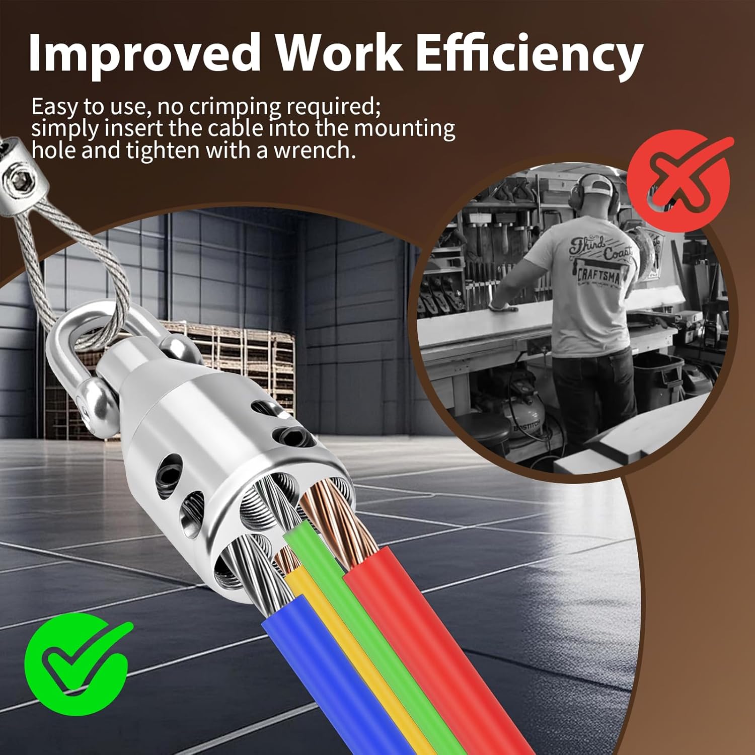 Professional Wire Pulling Kit Jr/69705 with D-Ring & Storage Case - Heavy Duty 4000 lbs Cable Puller Attachment for 2/0-4/0 Copper/Aluminum Wires, Complete Electrician Tool Set with Wrench & Screws