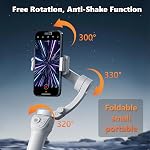 3-Axis Téléphone Gimbal Stabilizer avec AI Suivi du visage, pour iPhone & Android – Trépied de bâton de selfie, lumière de remplissage réglable- pour le blogging, YouTube, TikTok, Voyages