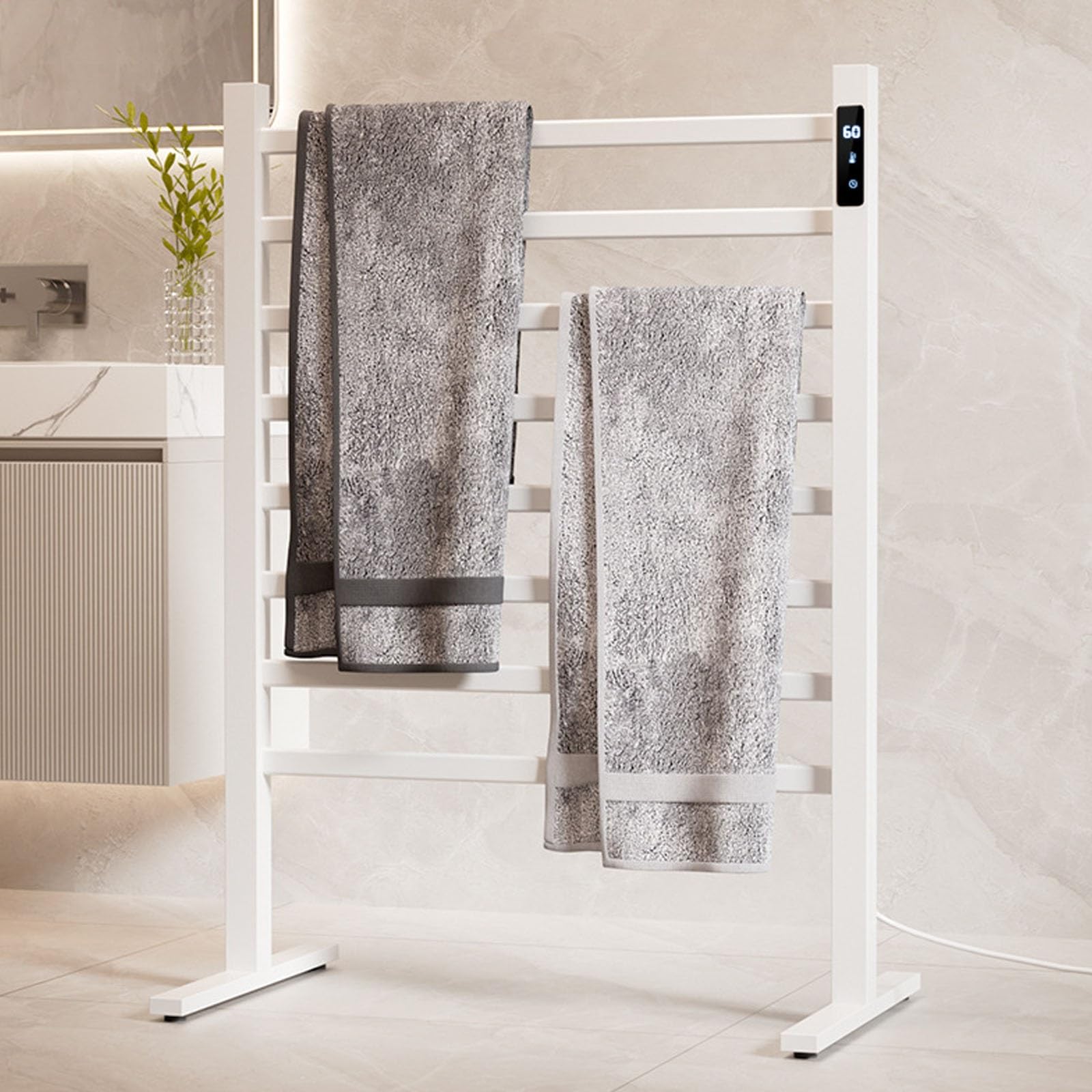 Genérico Calientatoallas, Toallero Eléctrico Calefactable De 150 W, Calientatoallas De Pie con Temporizador Y Control De Temperatura, Toallero Calefactable De Aluminio para Baño