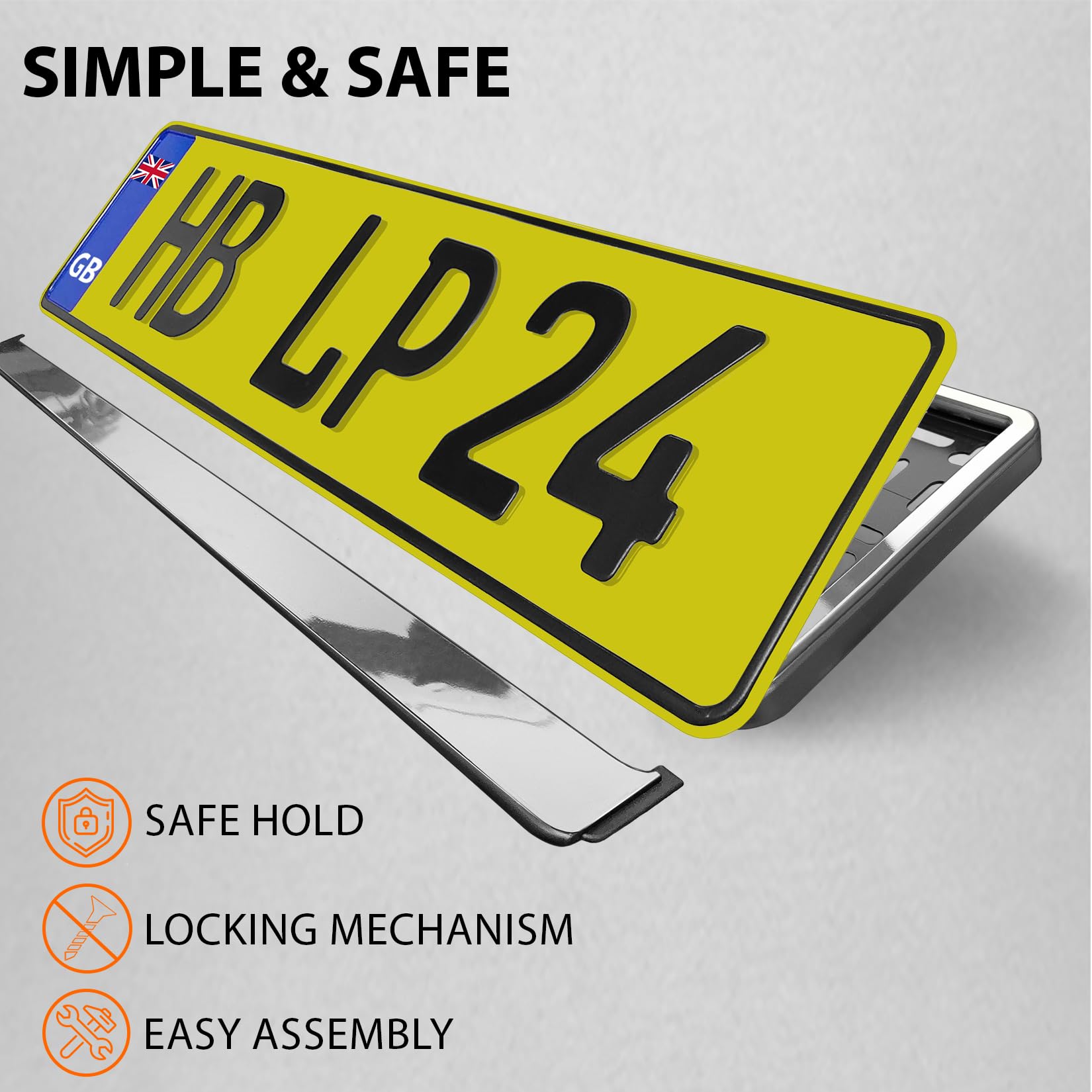 2x Number Plate Holder For Car - License - Purple Chrome - UK