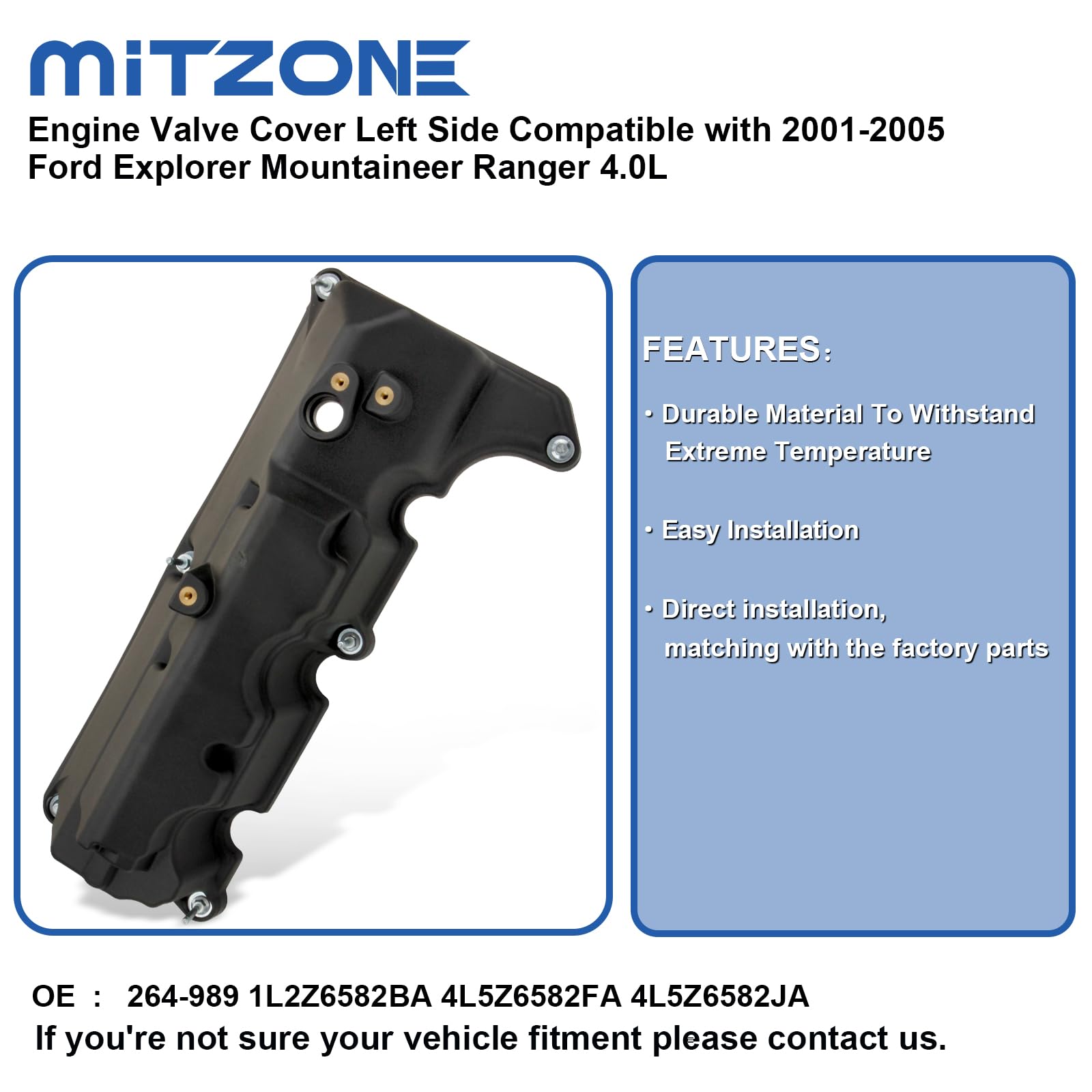 MITZONE Valve Cover Left Side Compatible With 2007-2009 - View #2