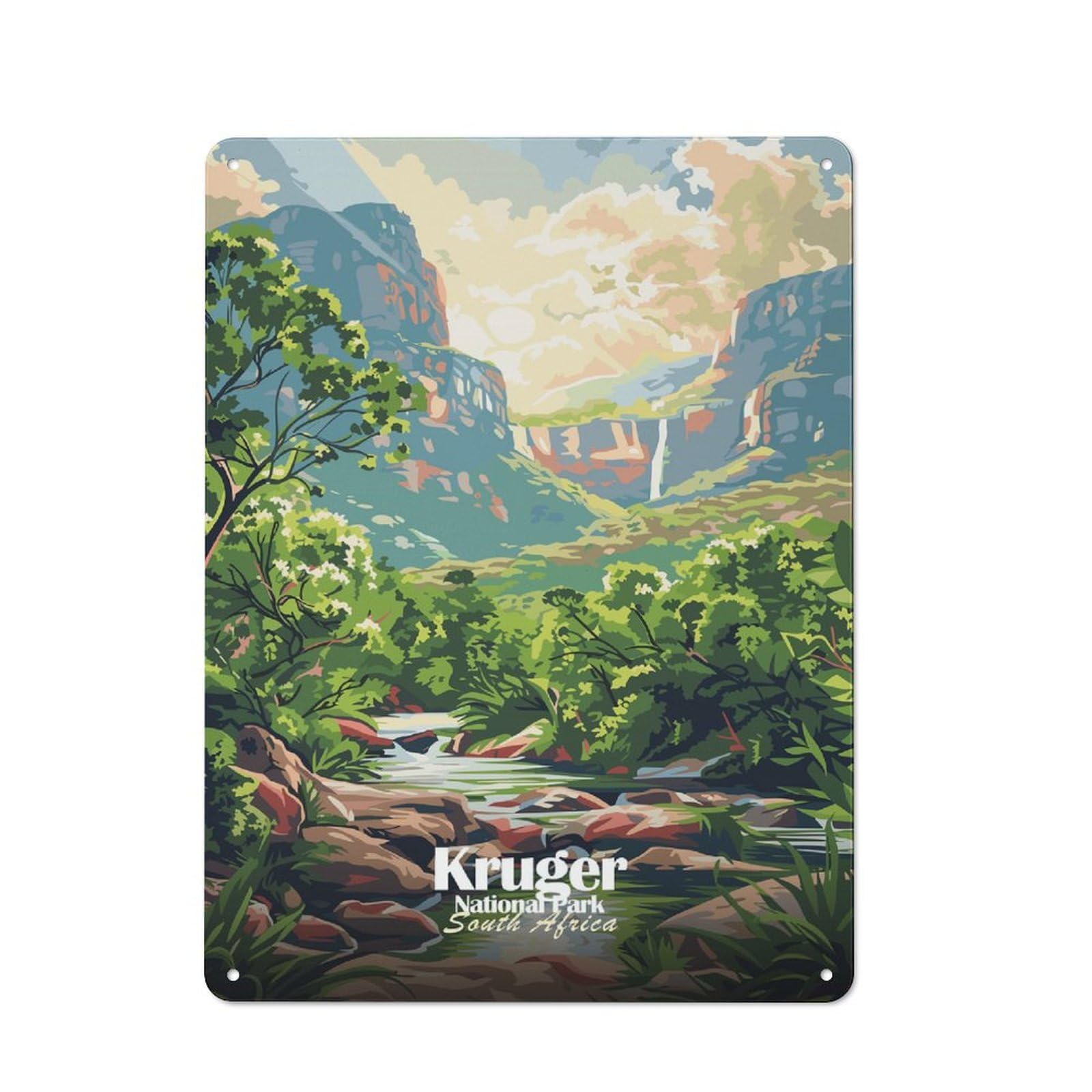 Junmoney Style-8 Loft Style Kruger National Park South Africa Art Decorative Metal Plaque 40X30cm, Studio Wall Art For Workspace, Cafe, Hallway Or Garage