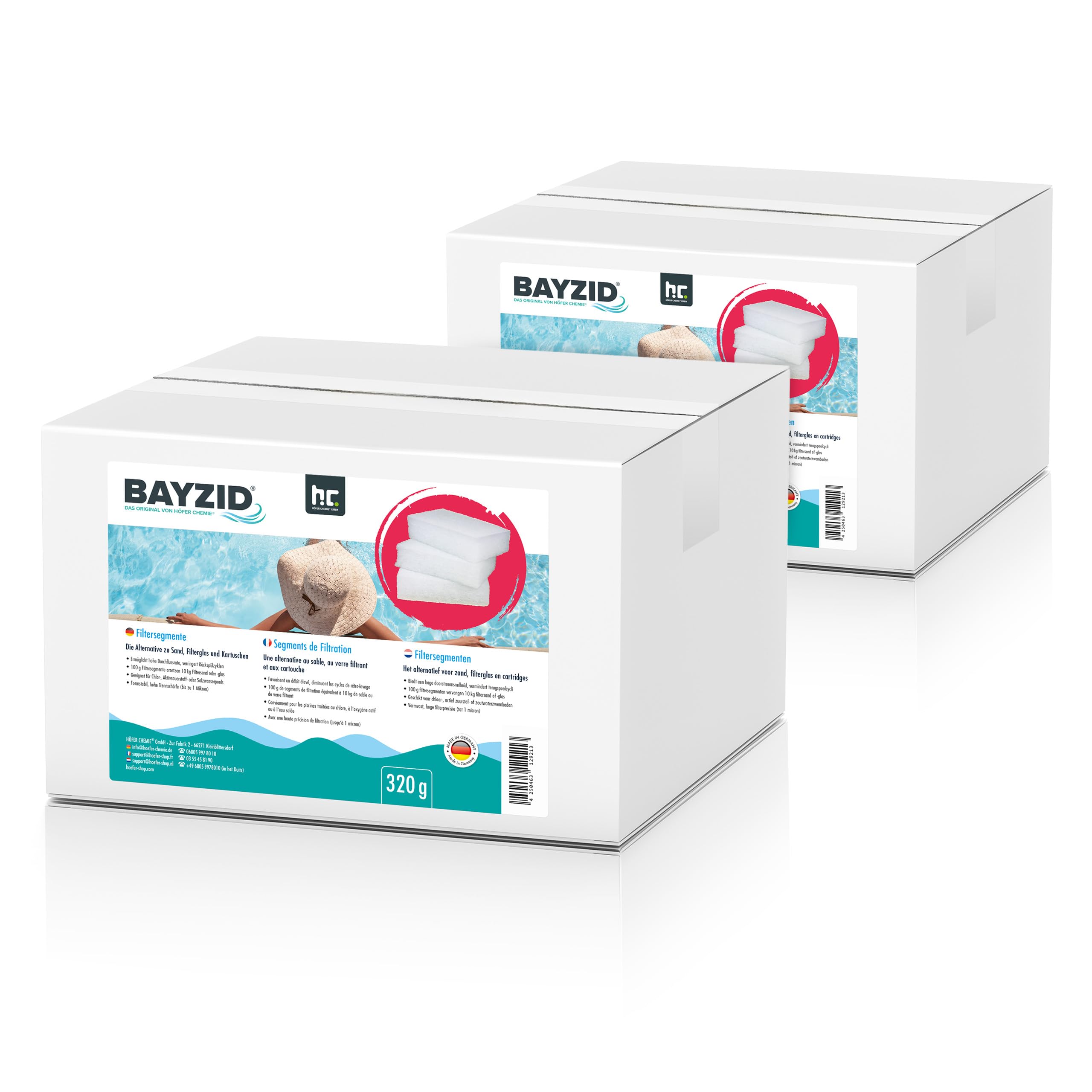 Höfer Chemie Piscine 2 x 320 g Segments de Filtration - Qualité Premium