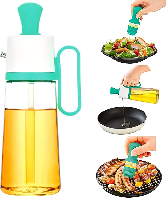 PUPDECO Olive Oil Dispenser Bottle With Brush Kitchen Glass