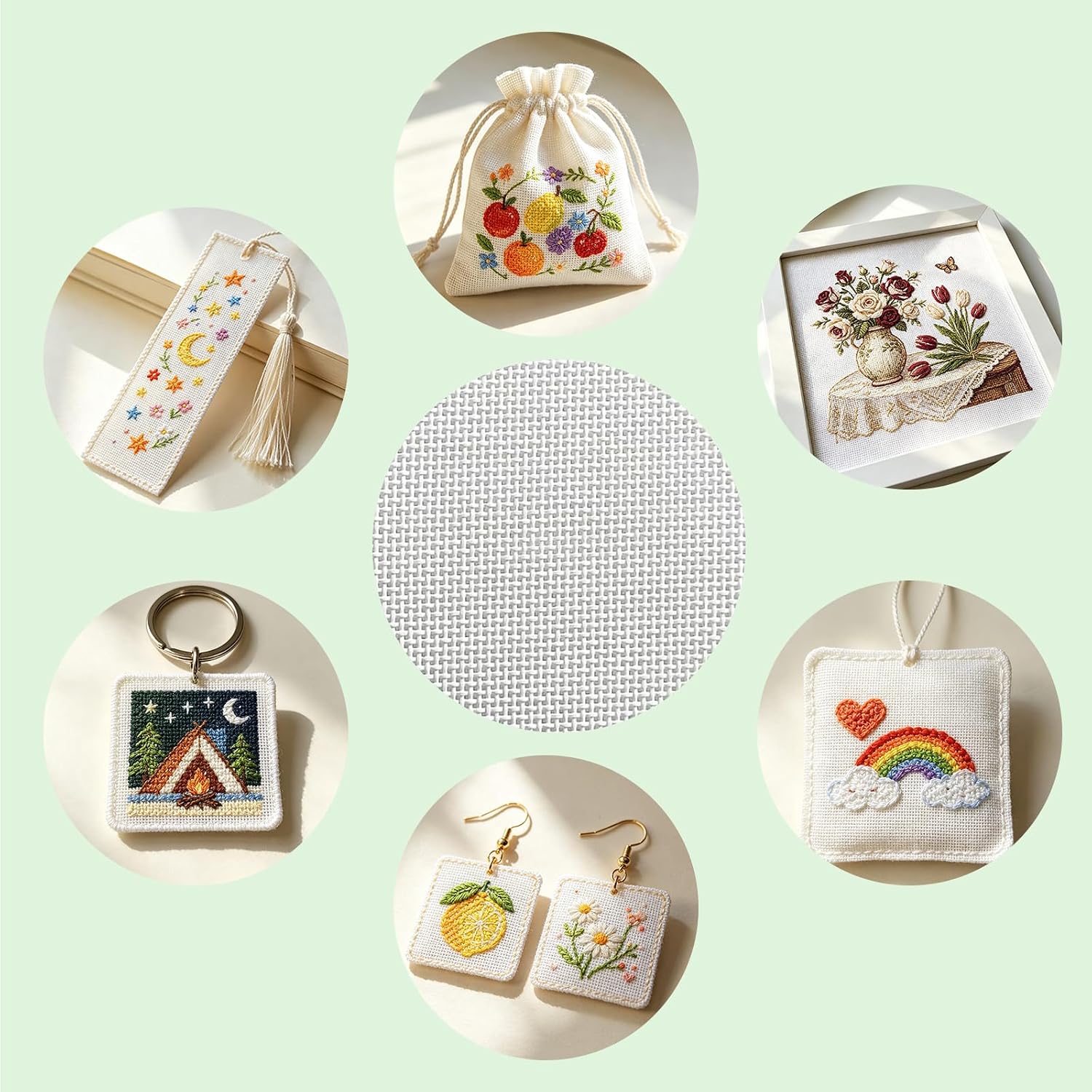4 Pcs 13 Mesh Blank Needlepoint Canva Kit, Complete Beginner Kit with Tools