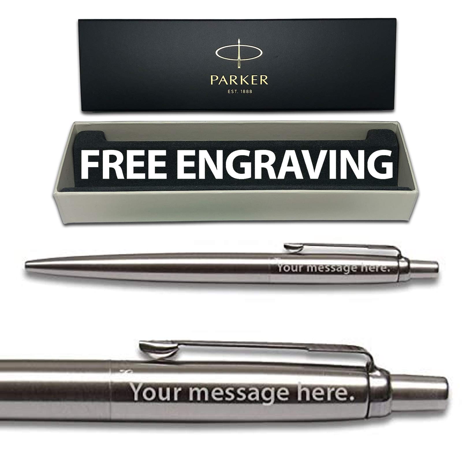 Parker Jotter Stainless Steel Chrome Trim Ball Pen FREE ENGRAVING