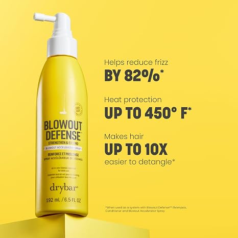 Drybar Blowout Defense Strengthen & Extend Blowout Accelerator Spray, Speeds Drying, Detangles, Reduces Breakage, and Locks in Long-Lasting Blowouts