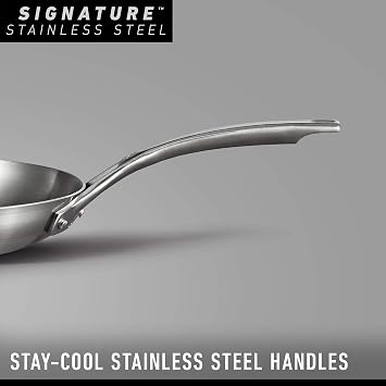 Calphalon 5-Ply Stainless Steel Cookware Set 10 Piece Includes Frying Pans, Pots and Pans Set, Induction, Oven Safe 500F, Silver
