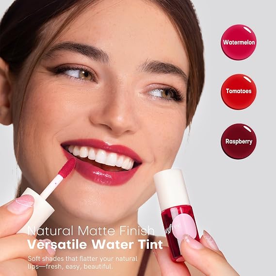 bayfree Lip Tint Stain Set, Lip Stain Long Lasting Waterproof, Lightweight, Non-sticky, Transfer-Proof, Matte Finish (fruit platter)